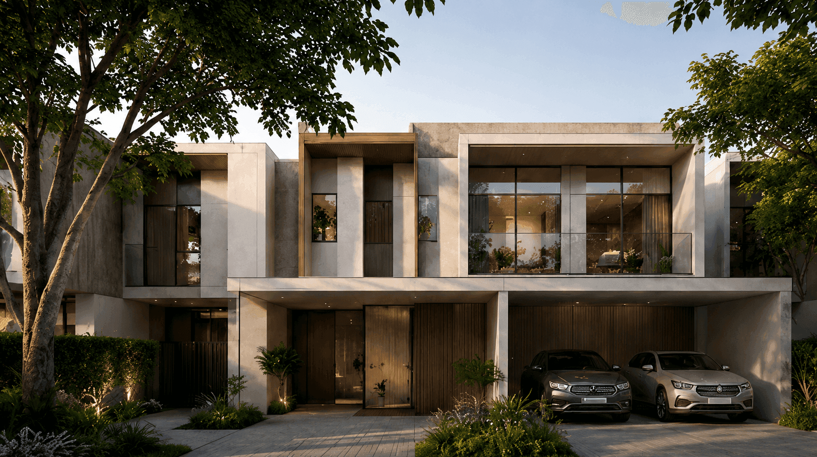 Row of townhouses in a Dubai villa community